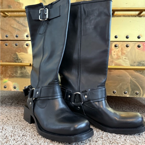 NWT Zara Black Leather Moto Boots EU 36 US 5.5 - Picture 3 of 4